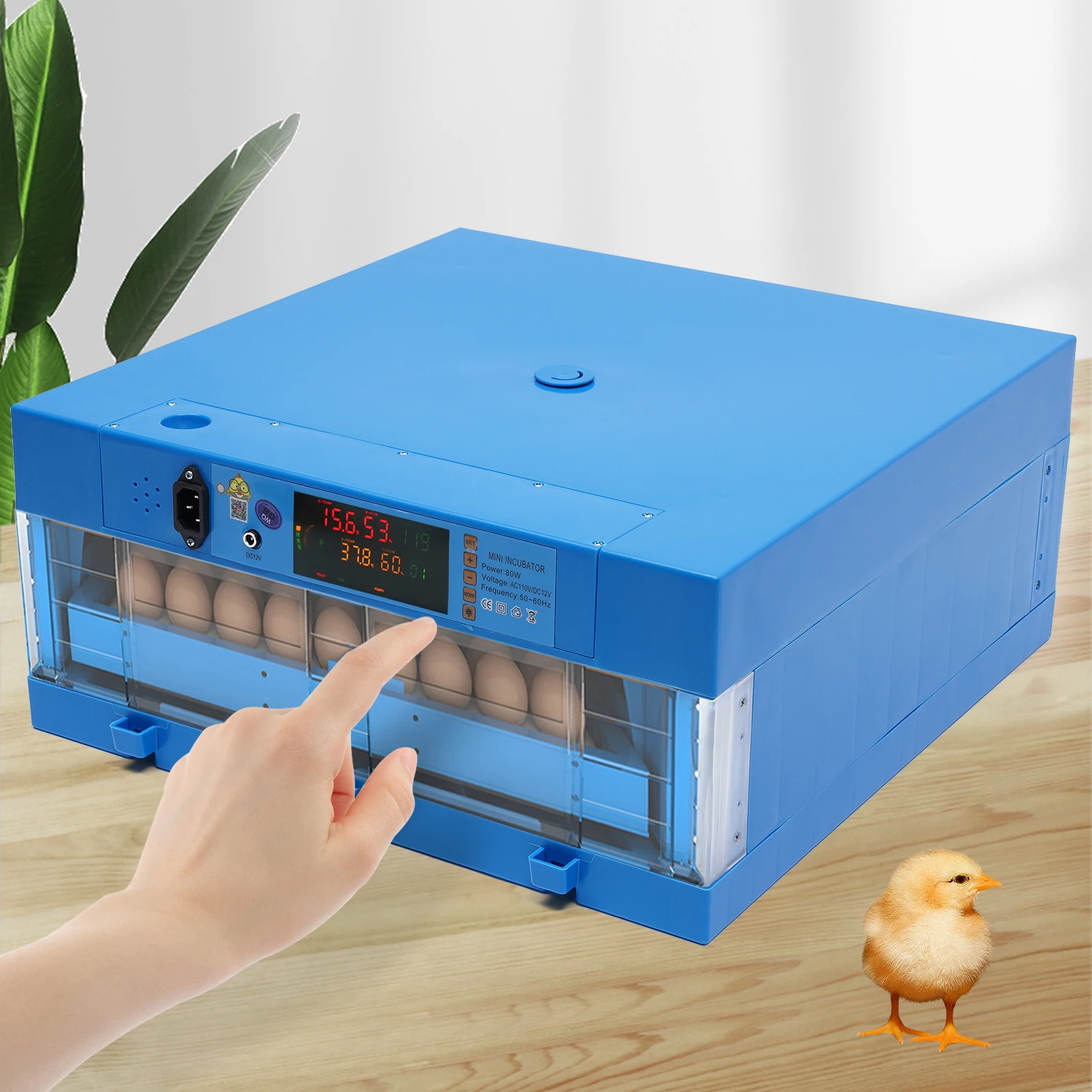 64 Eggs Durable Incubator, ABS Material Mini Incubator Suitable for Variety of Egg Species Hatching