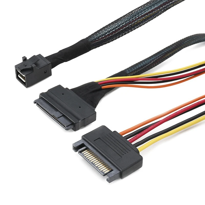 Cavo dati Mini SAS SFF-8643 a SFF8639 cinghia intrecciata in Nylon cavo di alimentazione SATA 15P per Switch Server di grandi dimensioni