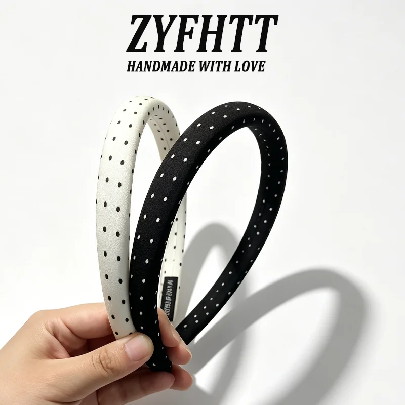 1/4 Stück ZYFHTT Schwarz-weiß gepunktetes Stirnband für Damen, breites Haarband, modisches Haarband zum Gesichtwaschen, Haarreifen, Haar-Accessoires – Detail 3
