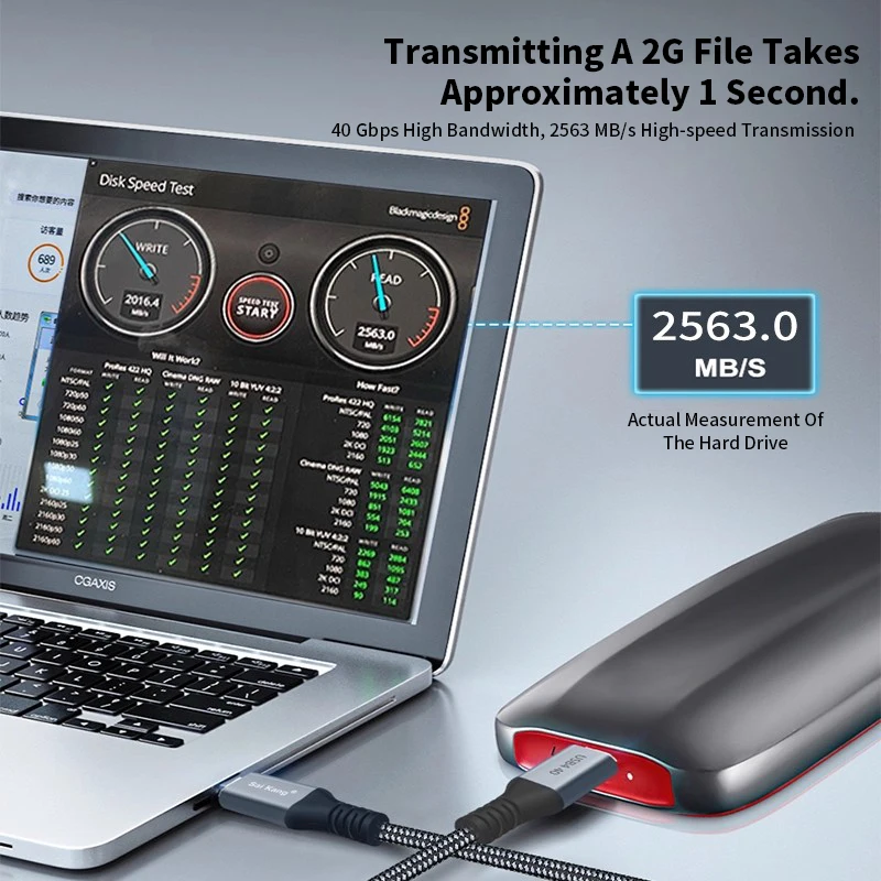 كابل بيانات PD 100 وات USB4.0 40 جيجابت في الثانية من النوع C إلى C كابل شحن سريع 5K @ 60 هرتز لوحدة التحكم في الألعاب PS5 والهاتف اللوحي MacBook Pro #3