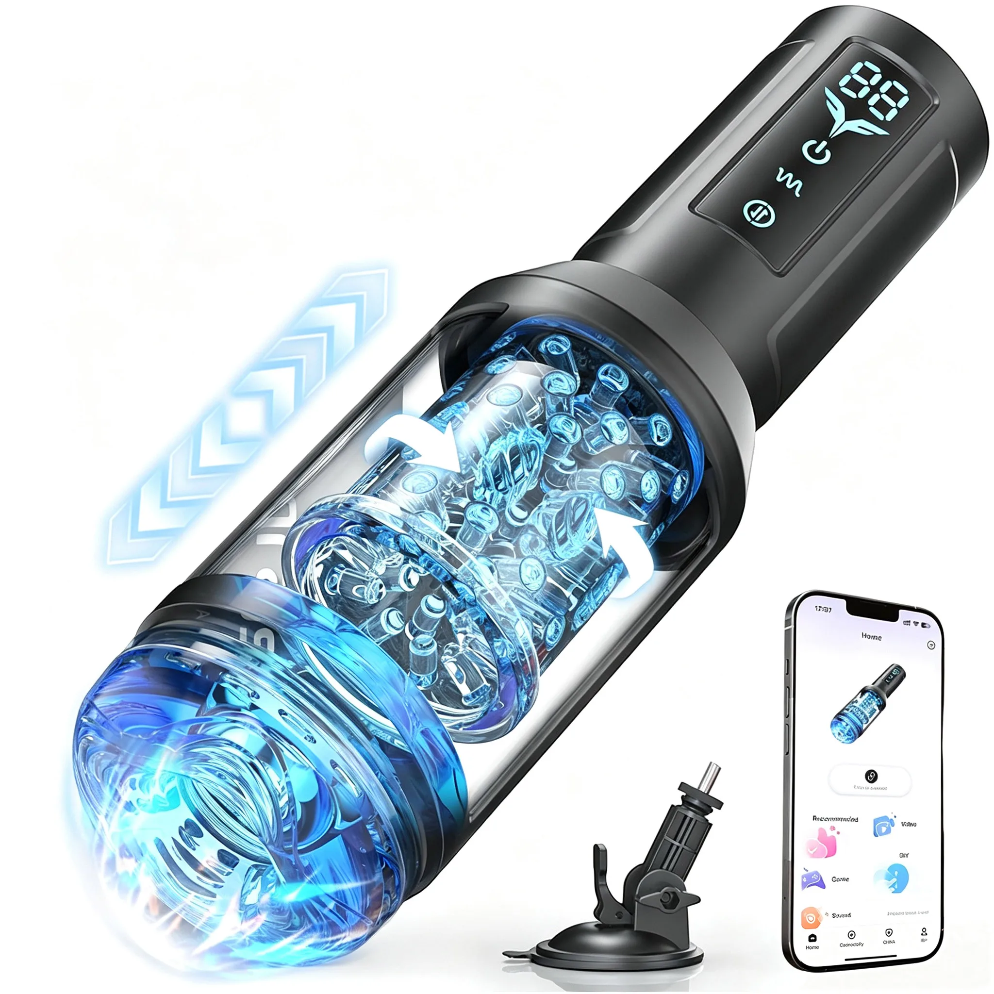 Male Masturbator Sex Toys for Men Easy-Grip 9 Thrusting Rotating Vibrating Modes Pocket Pussy Cock Ring Sex Machine Male Stroker