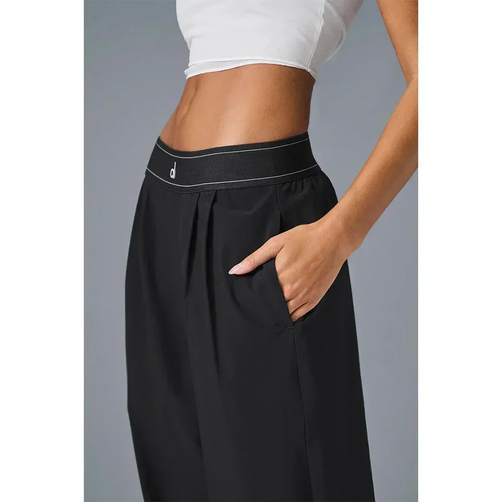 عادية فضفاض تنفس المرأة بنطال ذو قصة أرجل واسعة الصيف القطن عالية الخصر بنطلون المرأة دعوى حتى الصالة الرياضية س الرقبة اليوغا الرياضة تانك القمم #4