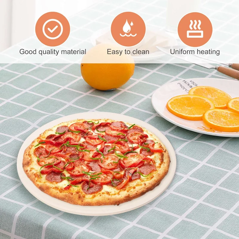 New 12Inch Ceramic Pizza Stone Pizza Baking Stone/ Pan, Perfect For Grill And Oven - Thermal Resistant, Durable And Safe