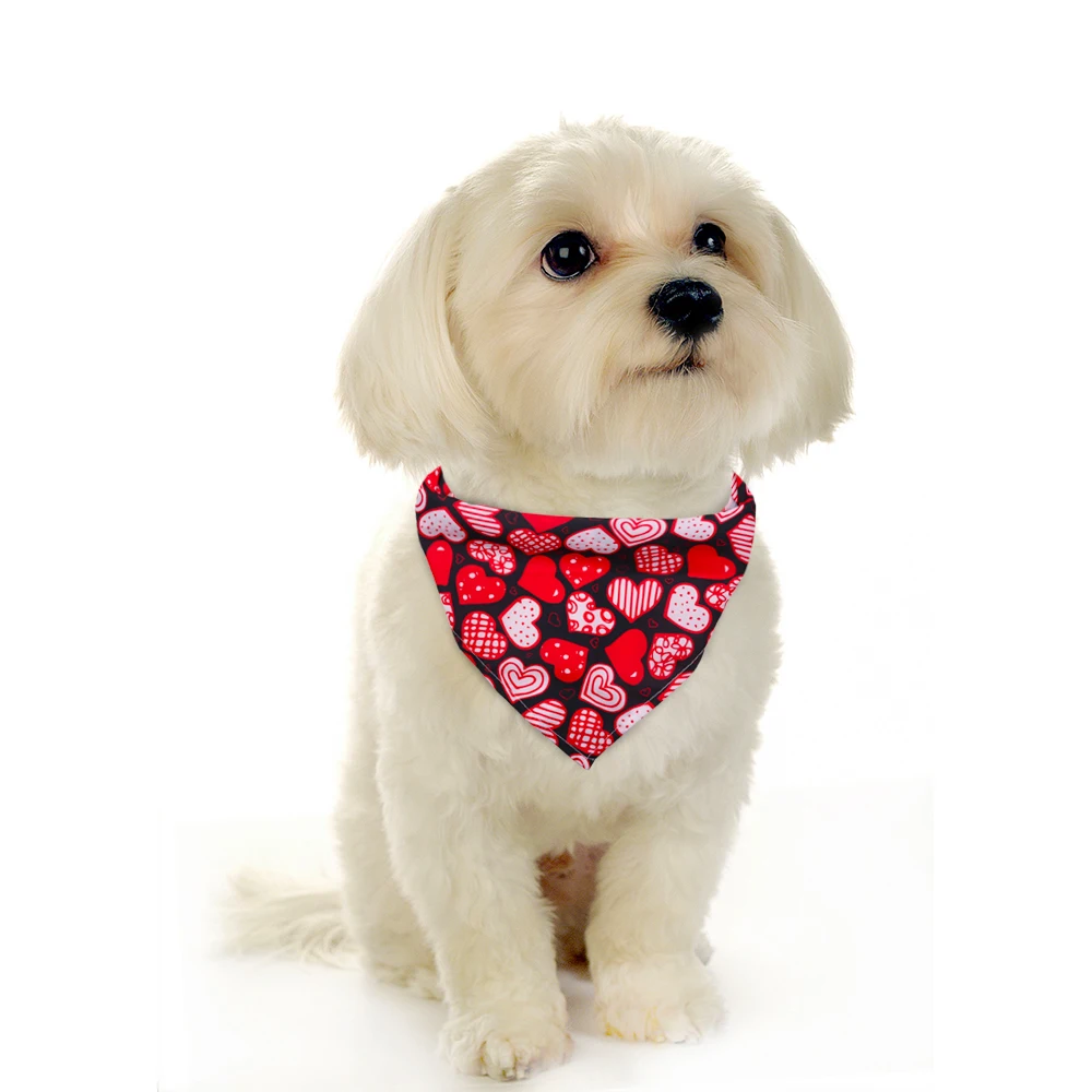 30PCS Heart Print Dog Bibs Valentine's Day Adjustable Dog Bandanas Pet Scarf For Dogs and Cats Spring Pet Dog Scarf Supplies view 4