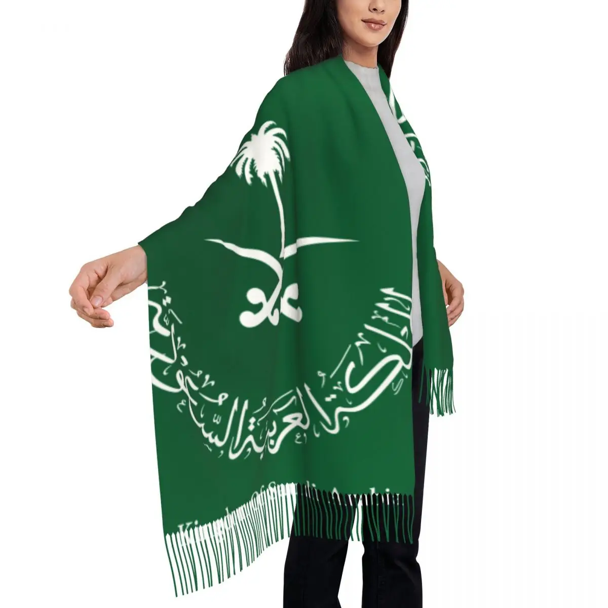 Saudi Arabia Flag Women\'s Pashmina Shawl Wraps Fringe Scarf Long Large Scarf