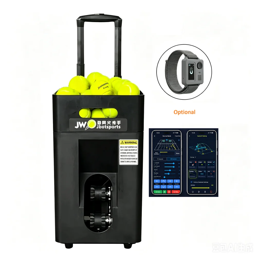 Intelligent Portable Trolley Type Tennis Serving Machine With APP Voice Control And Optional Wrist Remote Control