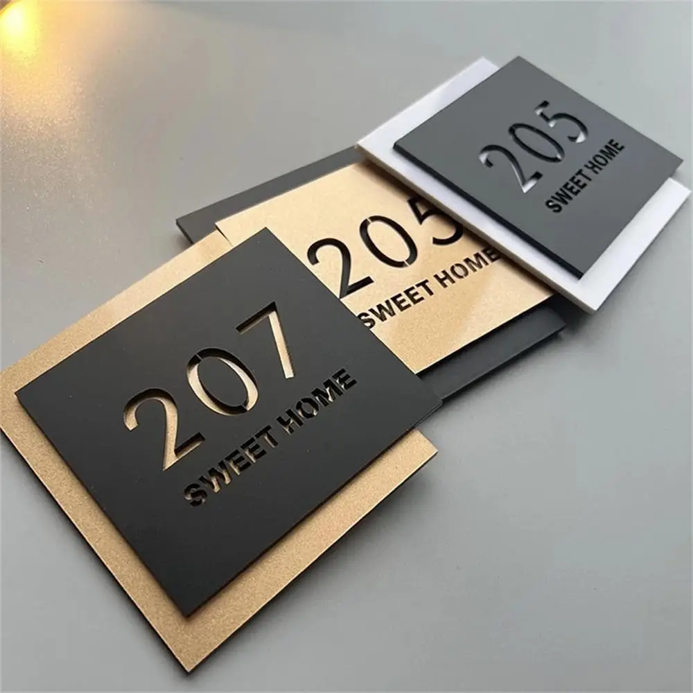 

Personalized Acrylic 3D Hollow Black Gold House Number Sign with Street Name Address Sign Customizable Address Plaque Doorplate