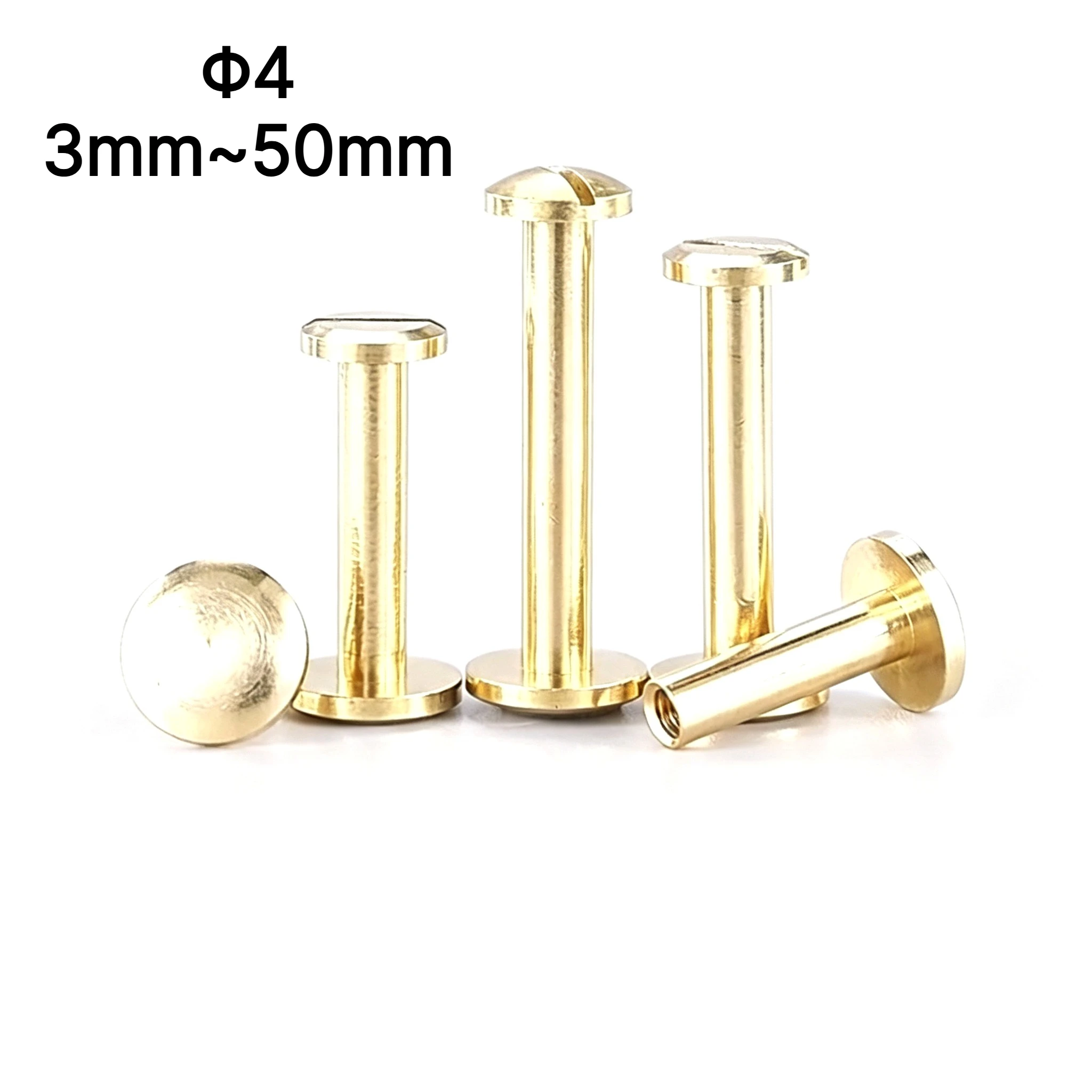 Type M4 split rivets, flat lock type, round head, screws, suitable for binding photo albums, account books and leather goods