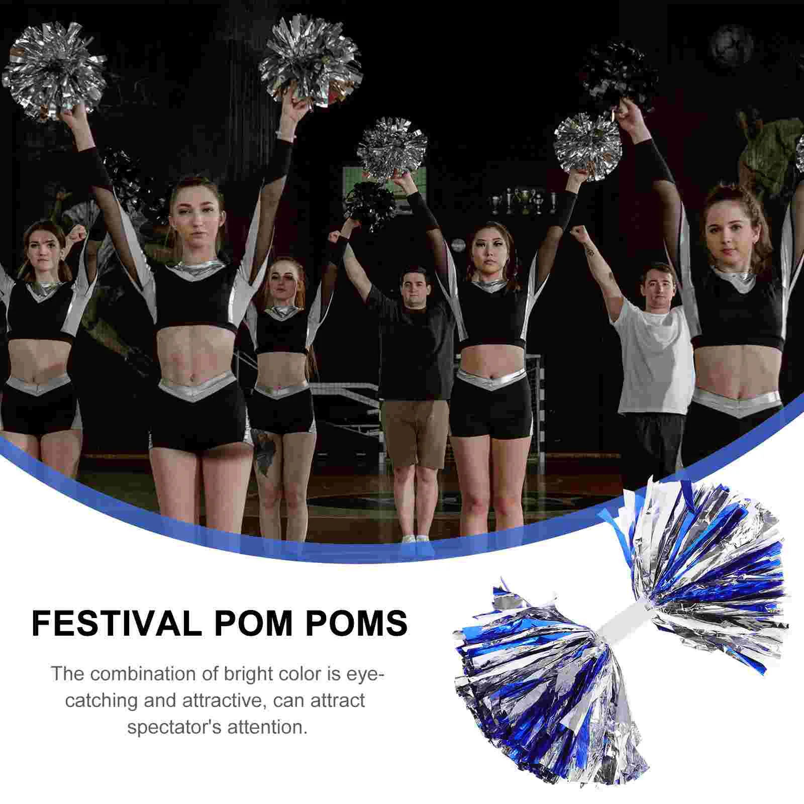 4 buah properti Festival logam kompak dekorasi pompom Cheering bola bunga pemandu sorak