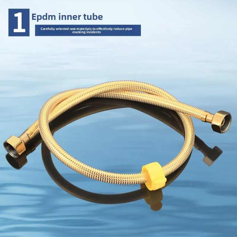Golden Stainless Steel Toilet Inlet Pipe Braided Explosion-proof Pipe Hot and Cold Universal Water Heater Outlet Pipe Hose
