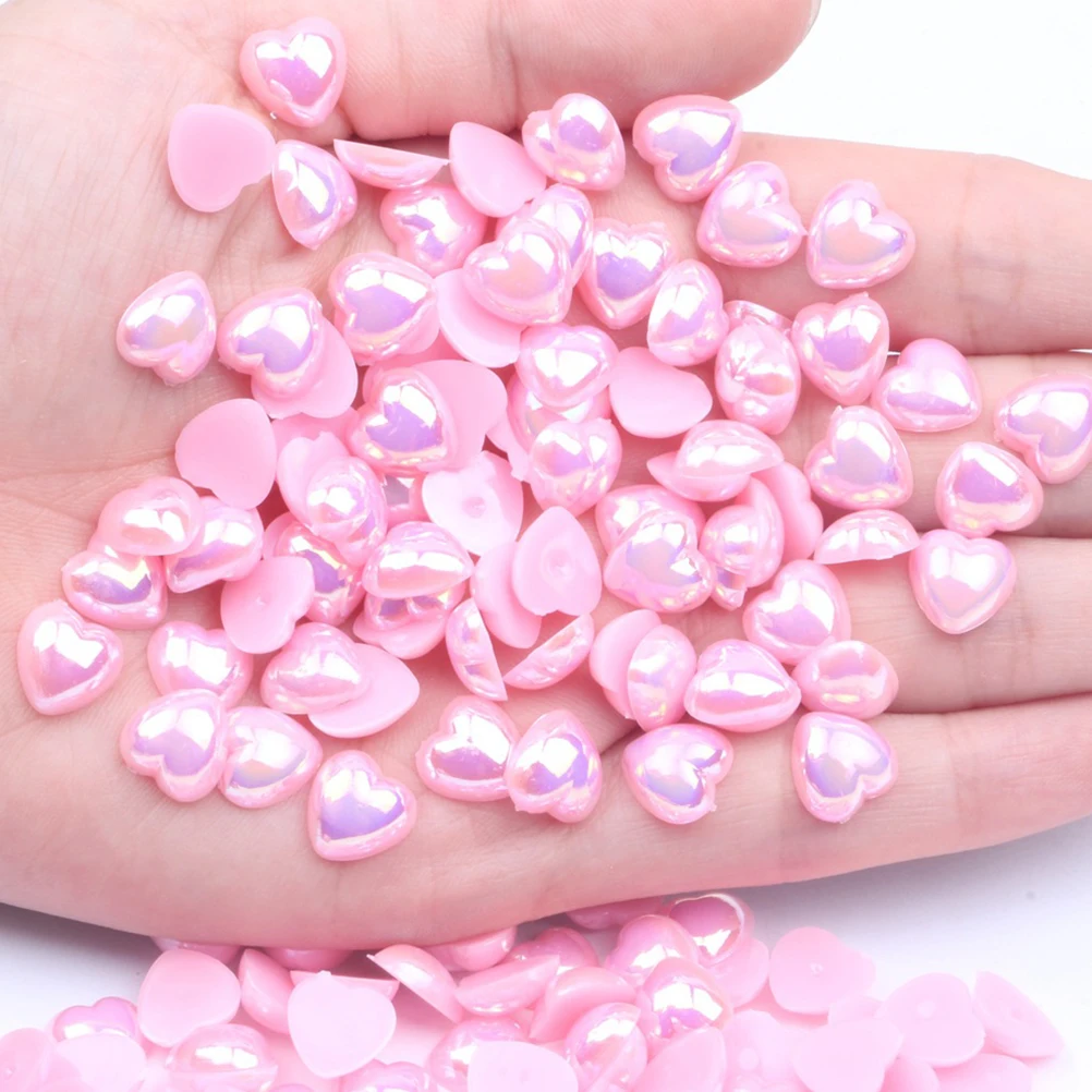 

500 Pcs Nail Pearl Diamond Art Manicure Charms Heart Shaped Decorations Embellishments for Nails Accessories