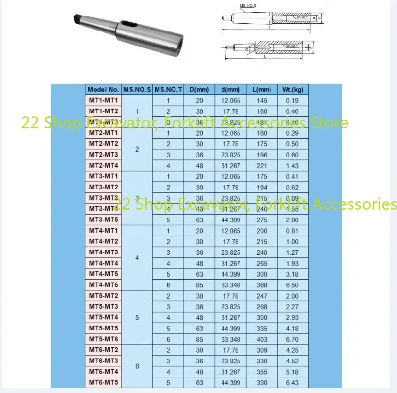 1pc MT1 MT2 MT3 MT4 Morse Taper Drill Sleeve Lengthening Reducing Adapter Lathe Fixture Replacement