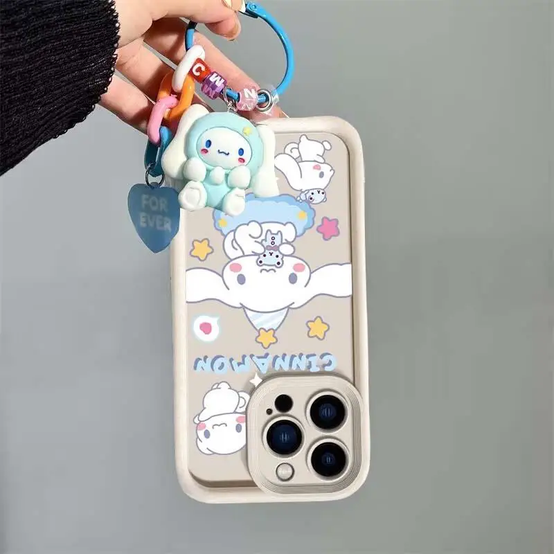 Cinnamoroll Kuromi Key Chain Case For OPPO Realme 5 5i 5S 6i 7i 8i GT Master GT3 C2 C17 Reno 7Z 8Z 6Z 5Z 8T 4F 8 Pro A77 A57