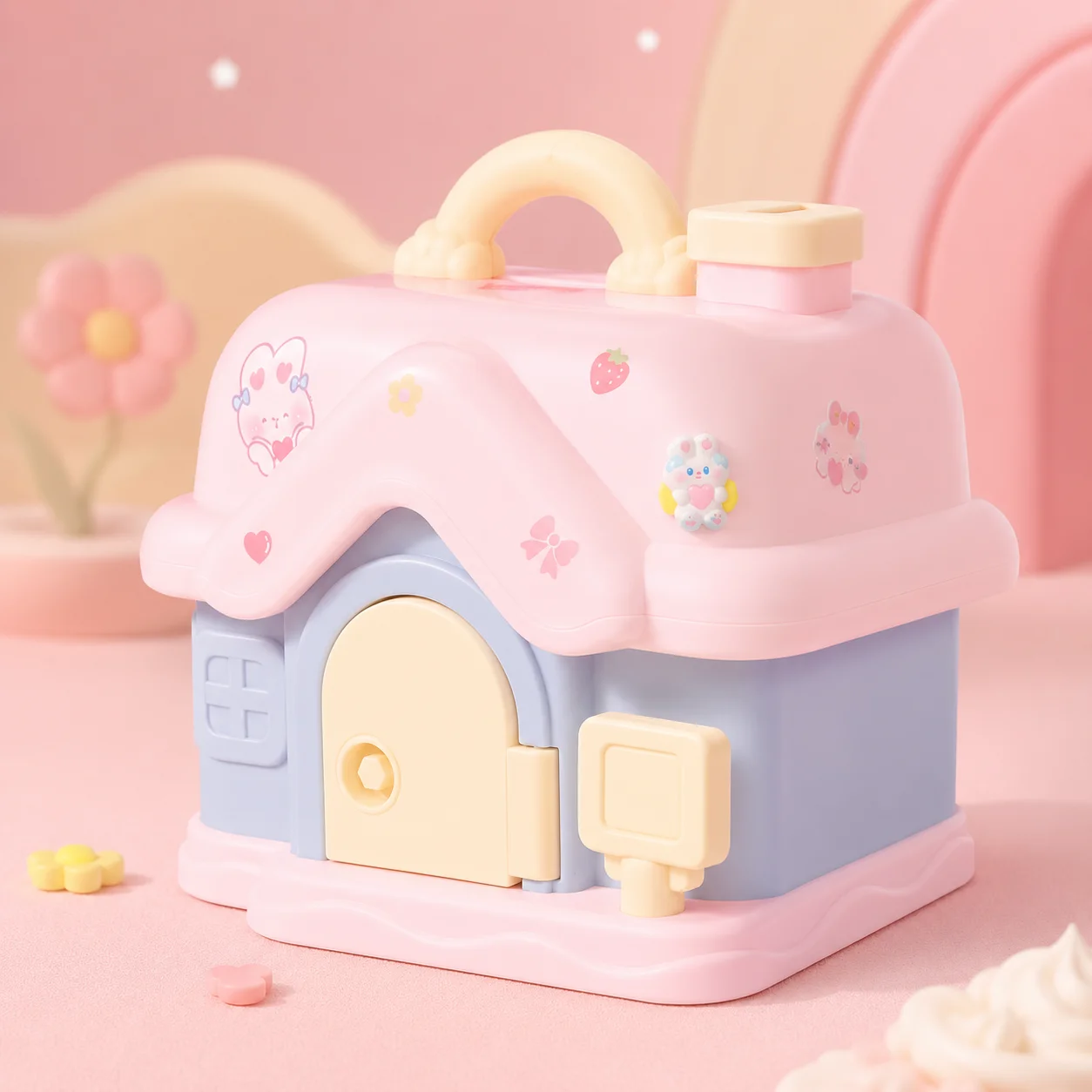 Cute House Coin Bank Portable Money Saving Box with Handle Large Capacity Desktop Decor Home Ornament Gift