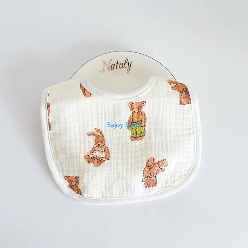

63HE Soft & Absorbent Baby Feeding Neck Cover Functional Baby Bibs Lovely Pattern