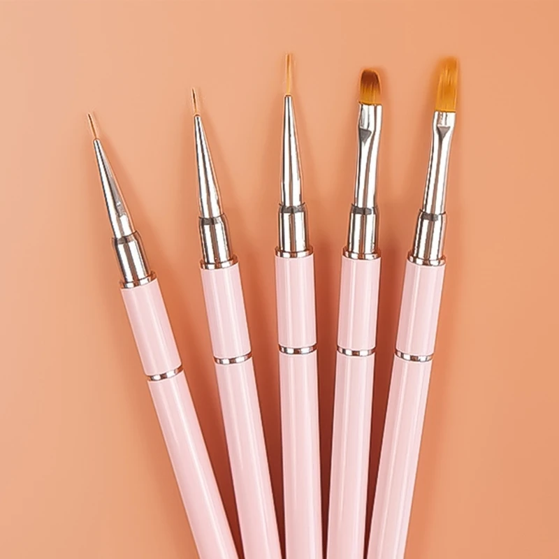 ชุดแปรงมืออาชีพ 5pcs แปรงเล็บปากกา Thin Liner สำหรับตกแต่งรายละเอียด Dropship