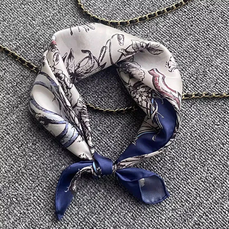 

Шелковый платок-бандана 21 дюйм, маленький квадратный, 100% шелк, модный женский шарф для шеи, головы и волос