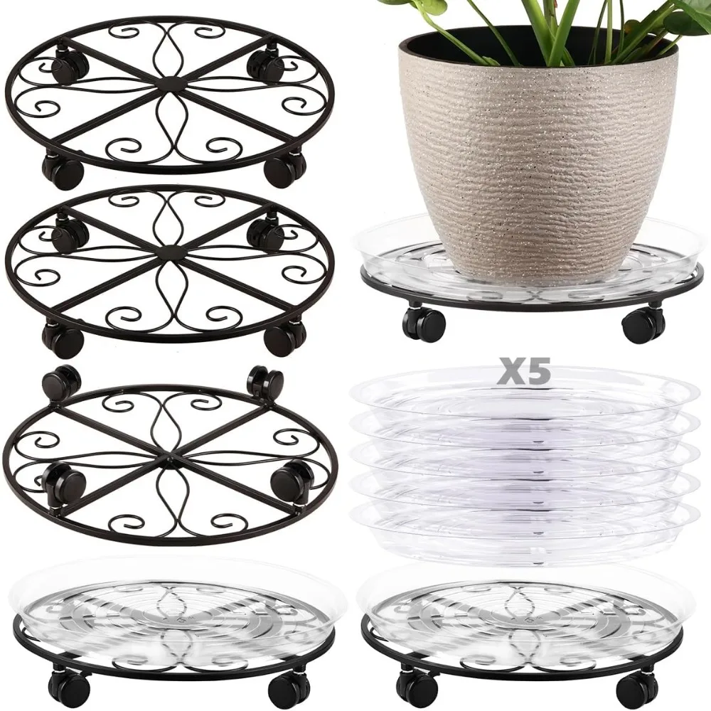 

5 Packs 16 Inch Plant Caddy with Wheels Rolling Plant Stand Heavy Duty Plant Dolly for Indoor Outdoor Plants Roller Caddy