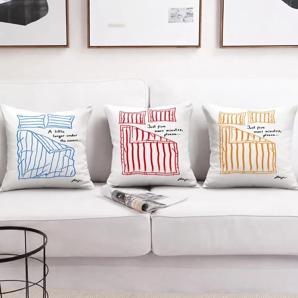 Just Five Minutes Art Cushion Cover Plush Fabric Soft Double-Sided Printed Sofa Warm Winter Home Gift Pillow Cover