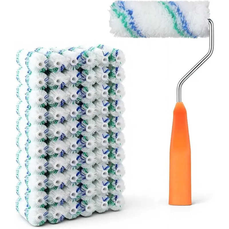 

【ALLOWANCE】Microfiber Paint Roller Kit-61 Pcs, 4 Inch Small Paint Roller Covers& Mini Paint Rollers(1/2 Inch Nap) For Painting W