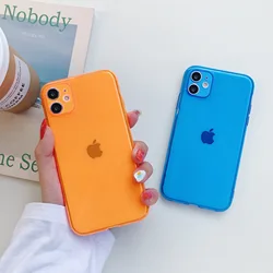 Candy Color Transparent Silicone Phone Case For iPhone 16 Pro Max 15 Plus 14 16Pro 16Plus iPhone16 Orange Blue Cover Accessories
