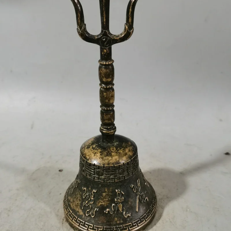 

Early Pure Copper Old Bell Bell Old Hand-Cranked Yin and Yang Bell Large Volume Tibetan Film and Television Prop Decoration