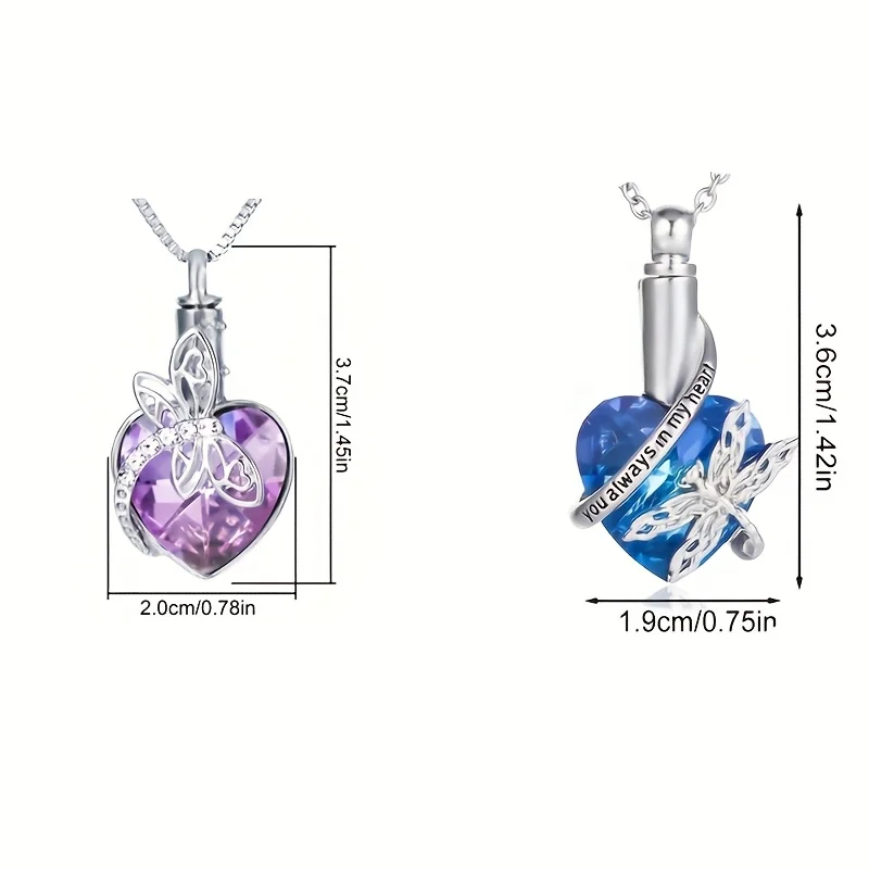 اليعسوب قلادة قلادة جرة القلائد لرماد القلب مجوهرات جنائزية تذكارية مجوهرات عيد الميلاد عيد الميلاد المجوهرات #5