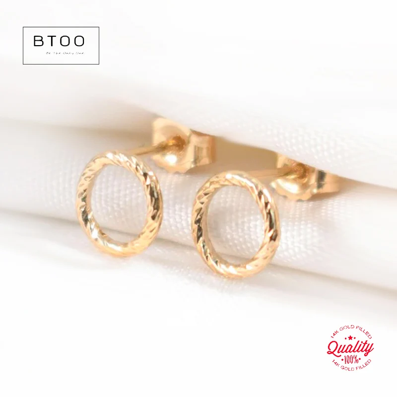 14k Gold Filled Infinity Circle Studs - Sparkle Gold Earrings Gold Jewelry Gold Filled Stud Earrings Brincos Boho Earrings