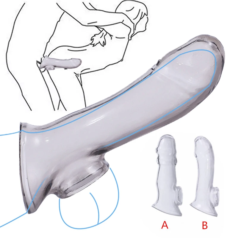 Erwachsene Wiederverwendbare Bondage Penis Extender Erweiterung Kondom Sex Spielzeug Für Männer Cock Ring Verzögerung Ejakulation Keuschheit Hülse Sex Shop