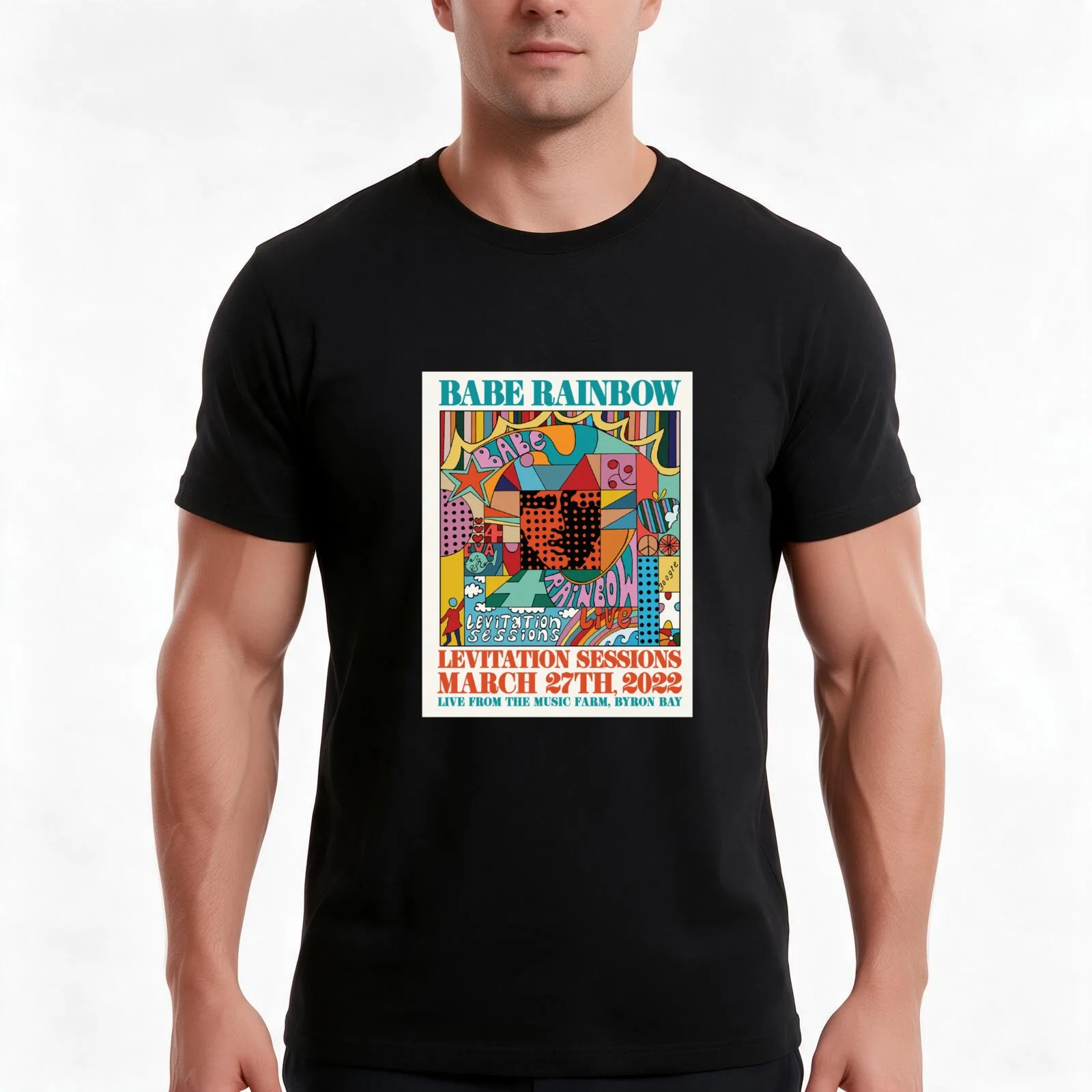 Babe Rainbow levitation sessions T-Shirt, Summer Casual Cotton Tee, Oversized Streetwear Tops, Vintage Graphic Print