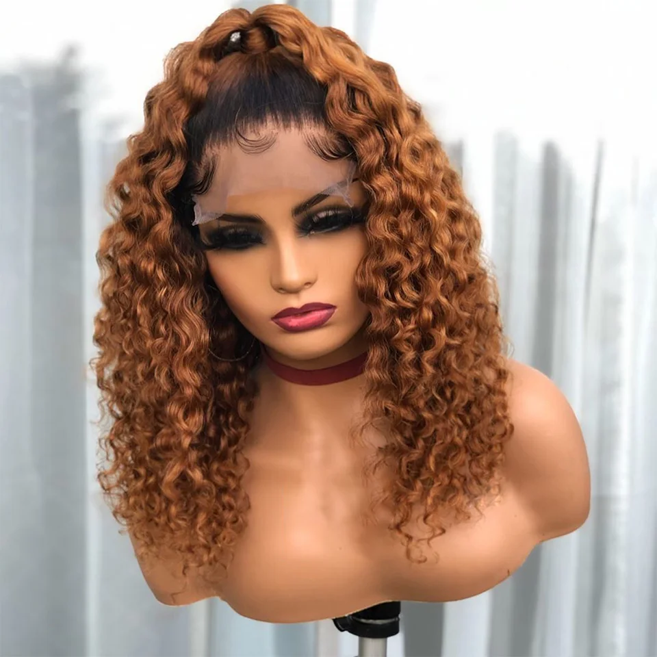 BabyHair-peluca larga y rizada con malla frontal para mujer, postizo de 26 pulgadas, suave, color rubio degradado, resistente al calor, predesplumada diaria, 180de densidad