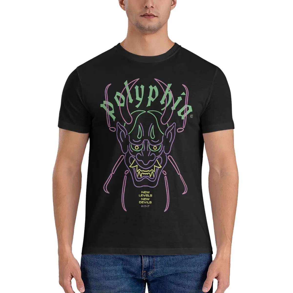 Devils Icon Tee T-Shirt Men Polyphia Crazy 100% Cotton Tees Crewneck Short Sleeve T Shirts Unique Clothing