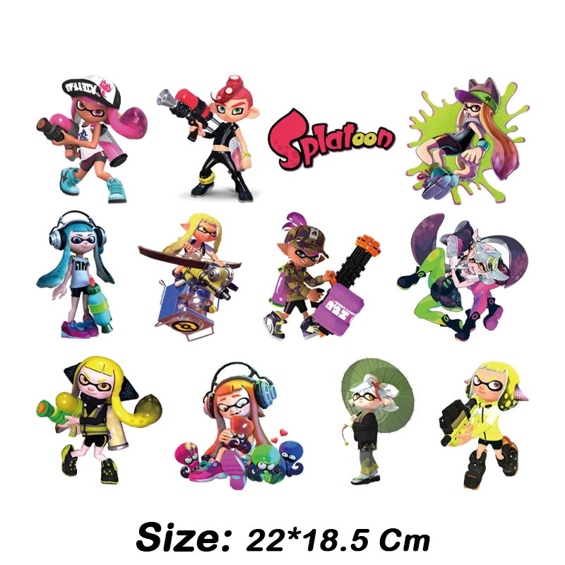 Splatoon Graffiti Cartoon Printed Heat transfers stickers for clothing DIY Adhesive Patche For Clothes