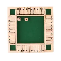 Wood 4-Sided 1-10 Numbers Shut The Board Game Fun Toy Table Games