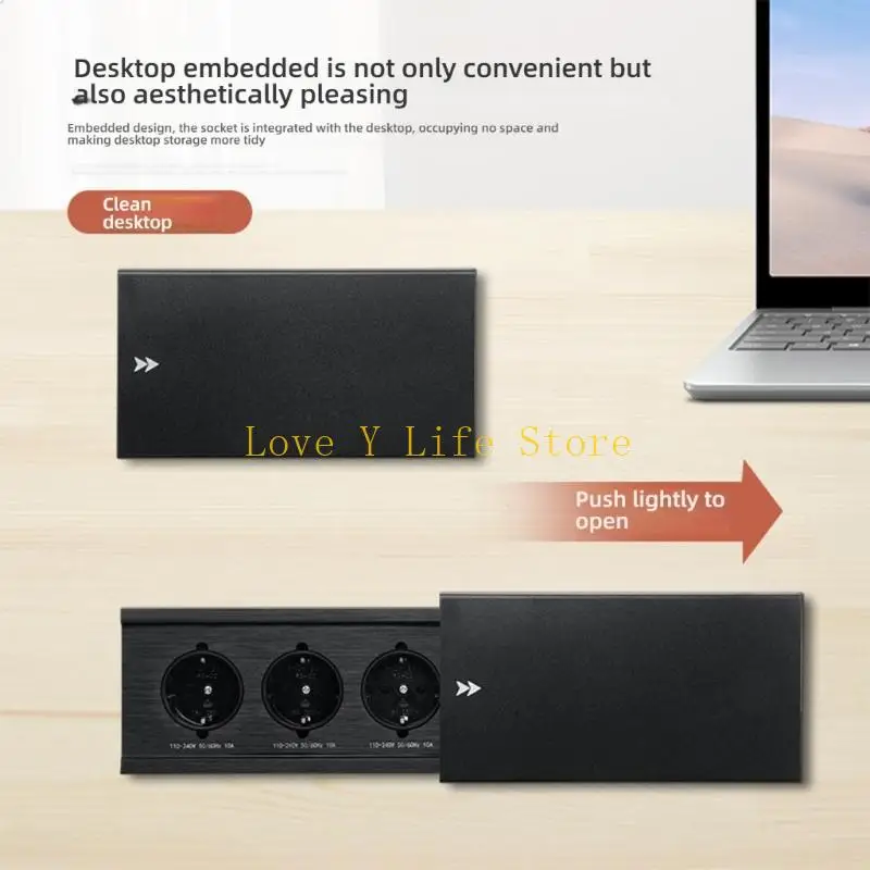 

L74C 220V 3 Point Wall Port Aluminum Building 1.8Meter Power Cord Multiple Device Charging Solution