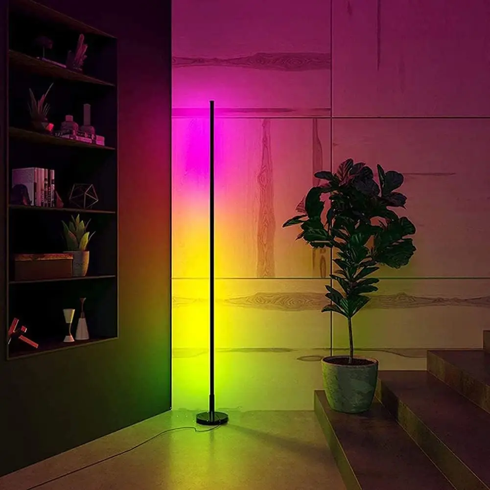 Modern Simple LED Floor Lamp RGB Color Dimming with Remote Control APP Living Room Ambience Decoration Corner Lamp