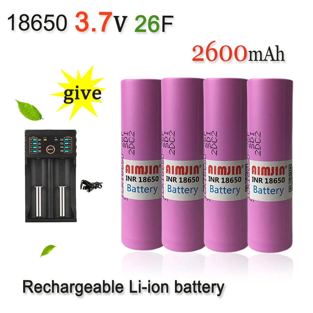 

3.7V 2600mAh 18650 Rechargeable Battery With USB Charger, Suitable For Our 18650 Toys, Tools, Flashlight Batteries, Etc