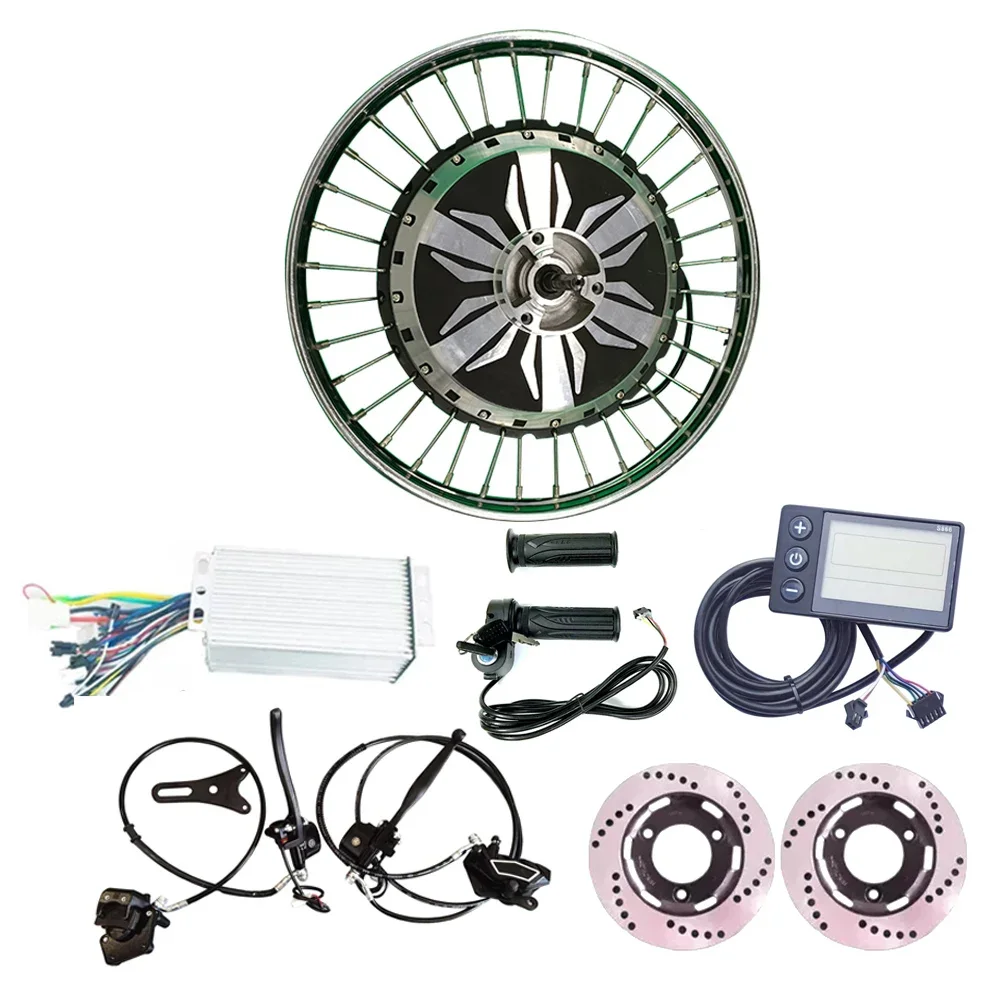 

High Power 17 Inch Iron 60V 3000W Disc Brake Electric Motorcycle Convert Hub Motor Conversion Kit