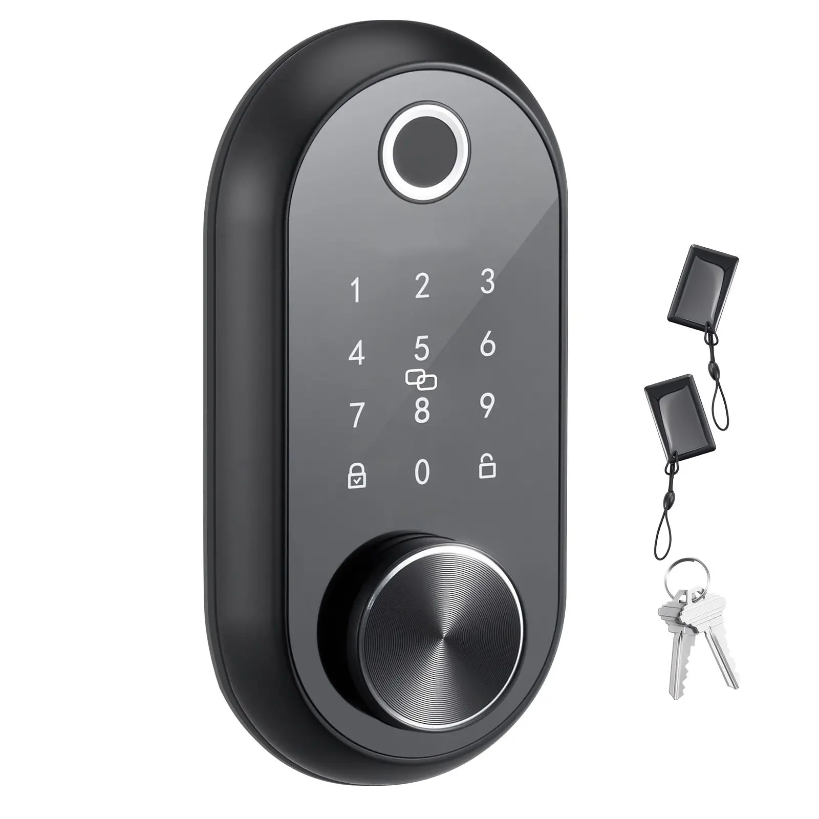 Fingerprint Door Lock, Electronic Biometric Deadbolt with Touchscreen, Auto Locking, One-Time Code, Anti-Peeking Password