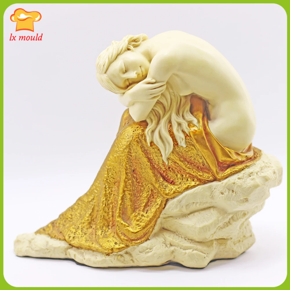 3D Girl Rock Sculpture Silicone Mold Female Body Art DIY Decoration Plaster Resin Soap Candle Mould