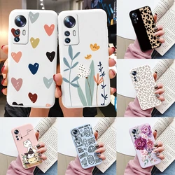 Flower Phone Case For Xiaom 12 5G 12X 12S 12 Lite Funda Cute Heart Cartoon Owl Xiaomi 12 X Mi12 Lite Matte Soft TPU Back Cover