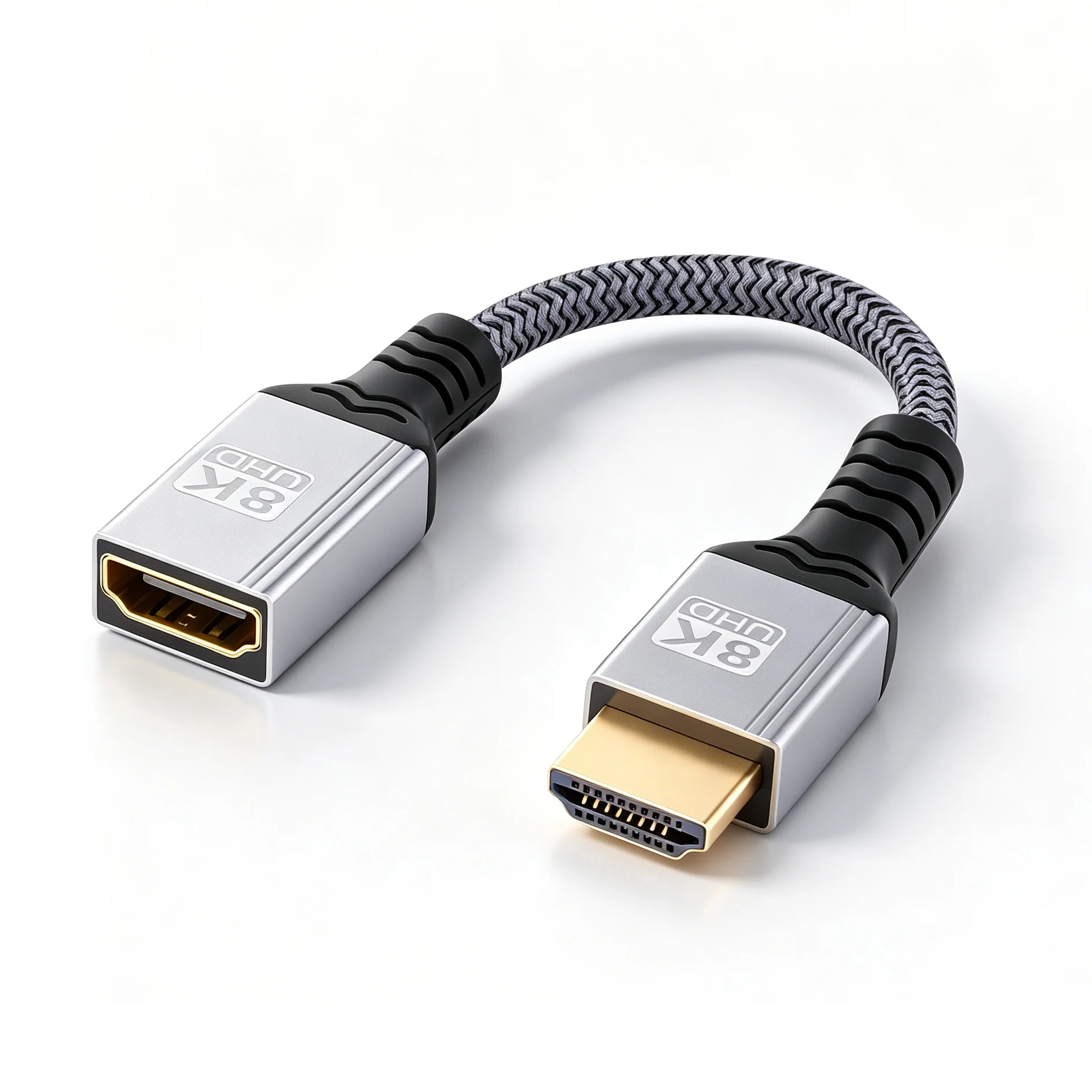 8K UHD 2.1 Male to Female Adapter Cable, 8K@60Hz 4K@120Hz HDR 3D Extension Cord for TV Stick, Blu-Ray Player, HDTV, Monitor, PS5