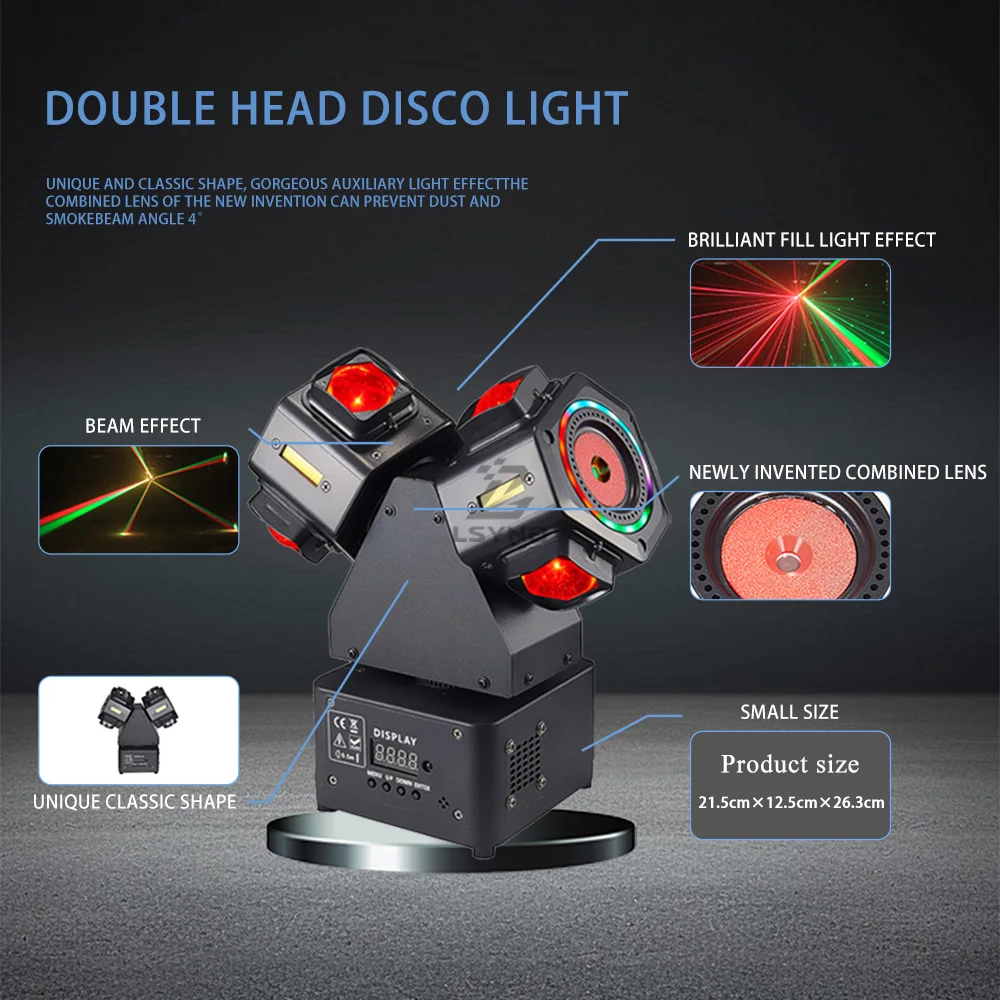 100W Moving Head Disco Lights Double Head LED Beam Strobe DJ Light Remote Control DMX512 Stage Effect For Events Party Club