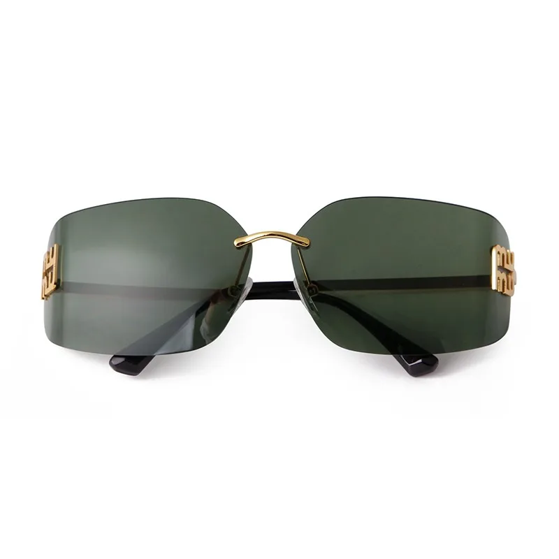 STORY Mode Gespiegelde Randloze Zonnebril voor Vrouwen Mannen Luxe Merk Designer Trendy Gebogen Lens Frameloze Zonnebril UV S8051A