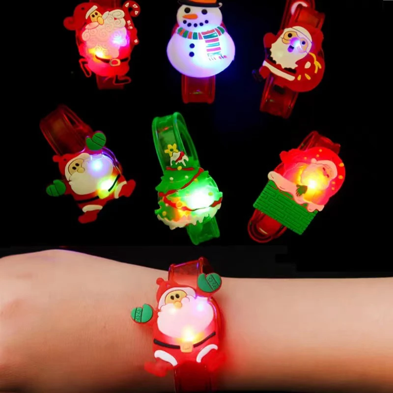 10/20pcs Glowing Christmas Ring Bracelet Toys Kids Gifts Santa Snowman Children Birthday Christmas Party Gifts Favor Gift Filler