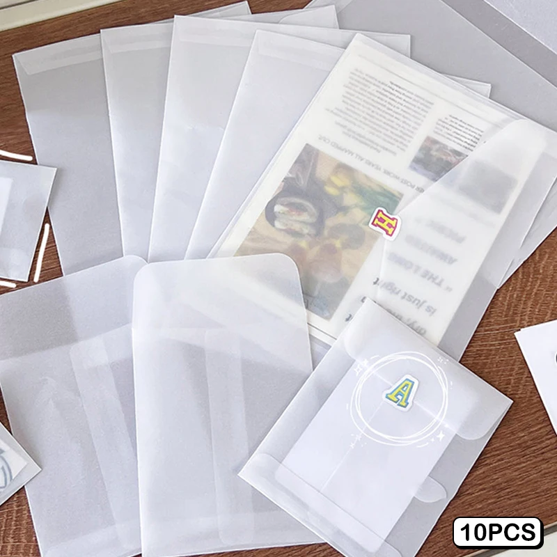 10PCS Anti Scratch Semi-transparent Sulfuric Acid Paper Envelopes For DIY Postcard Card Storage Bag Invitation Gift Packing Bag