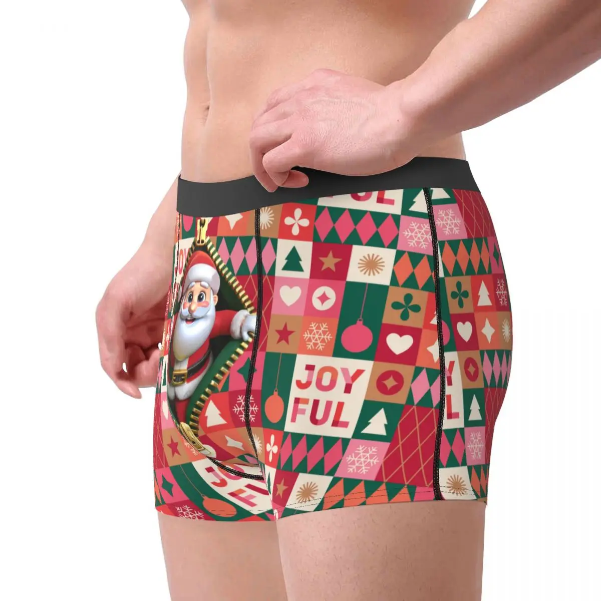 Christmas New Year Santa Claus Men\'s Underwear Boxer Shorts Panties Funny Breathable Underpants for Male S-XXL