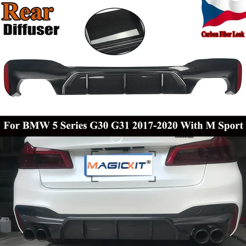 MagicKit Fibre de Carbone Look Diffuseur Arrière Pour 17-19 BMW G30 W/ M dehors Bumper-M5 Style