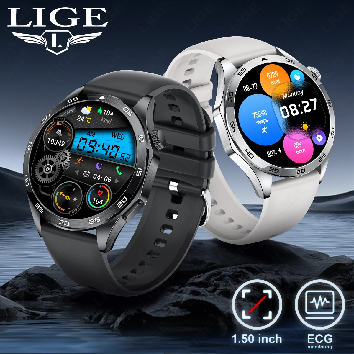 

FOXBOX Smart Watch Sport Fitness Tracker Health Monitoring Call And Answer Music Waterproof Smartwatch Compatible IOS Android