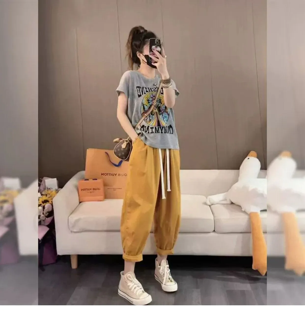 Spring and Summer New Styles Stylish and Lively Age Reducing Top and Casual Pants Two-piece Set